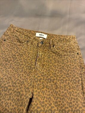 mica leopard print high-waist wide leg jeans - brown
